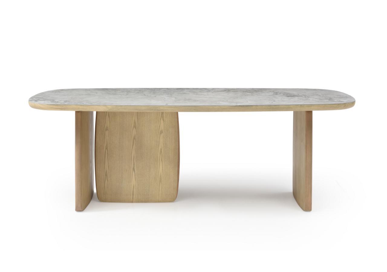 Karla Wooden Base and Ceramic Top Dining Table