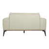 Back view of the Kreska cream genuine leather loveseat showing the clean upholstery.