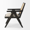 Side view of Donna black wood cane-back accent chair