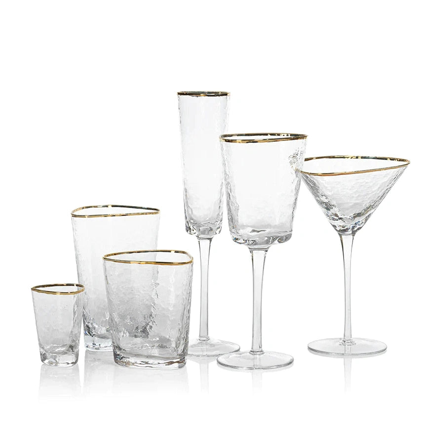 Aperitivo Triangular Glass Clear w/ Gold Rim