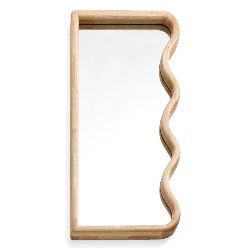 MIRROR LG WAVY HEVEA WOOD NATURAL