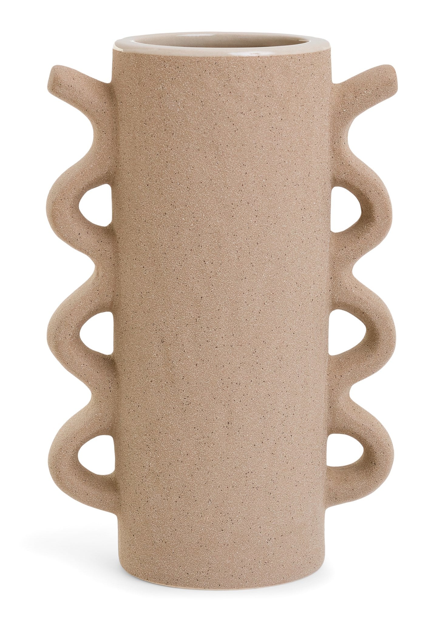 Bisca Vase Ceramic W/ Curved Handles Sand