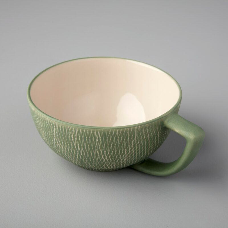 Crosshatch Stoneware Latte Mug - Jade