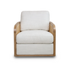 Becca Solid Oak Wood and Fabric Swivel Accent Chair - Prestige Natural