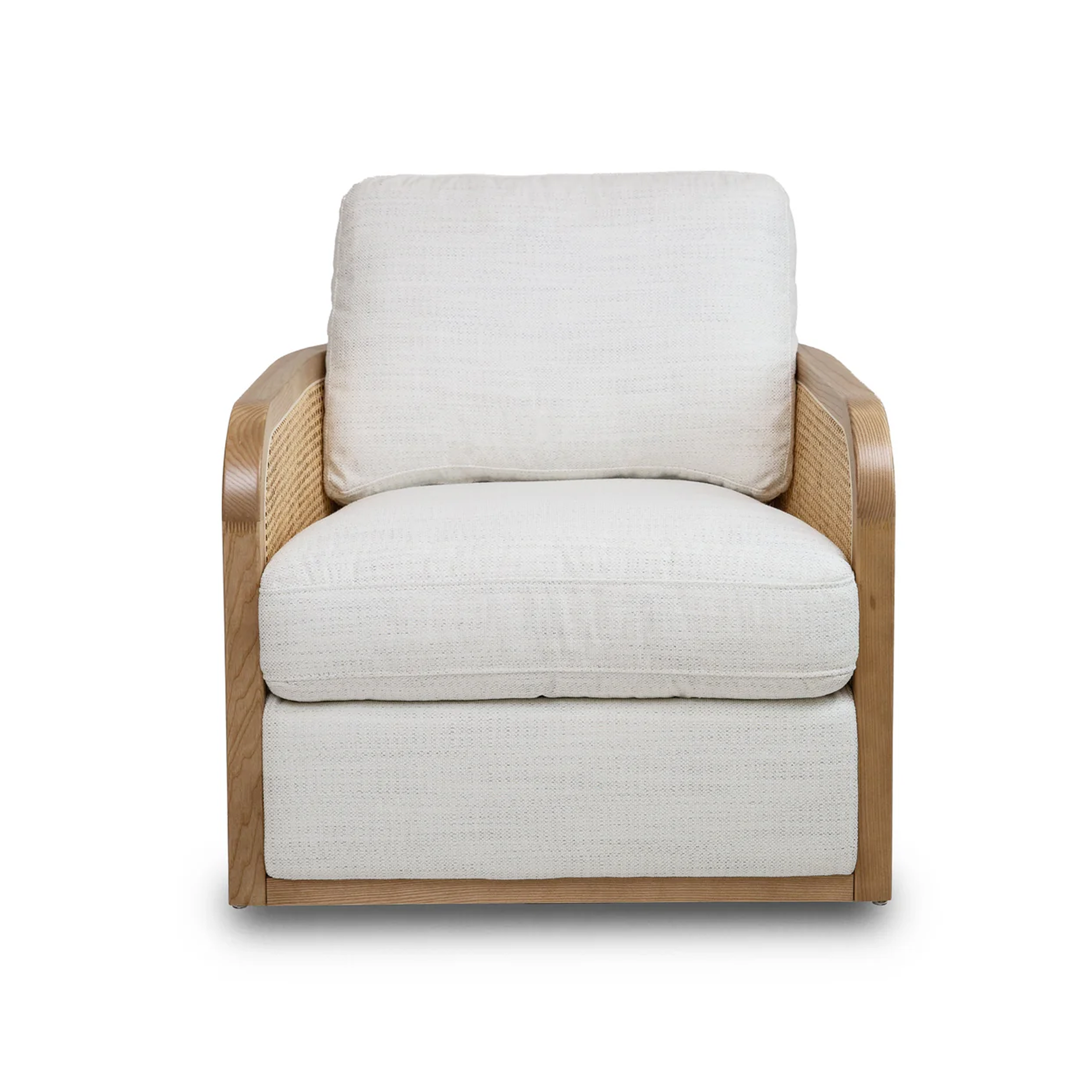 Becca Solid Oak Wood and Fabric Swivel Accent Chair - Prestige Natural-thumbmail-1