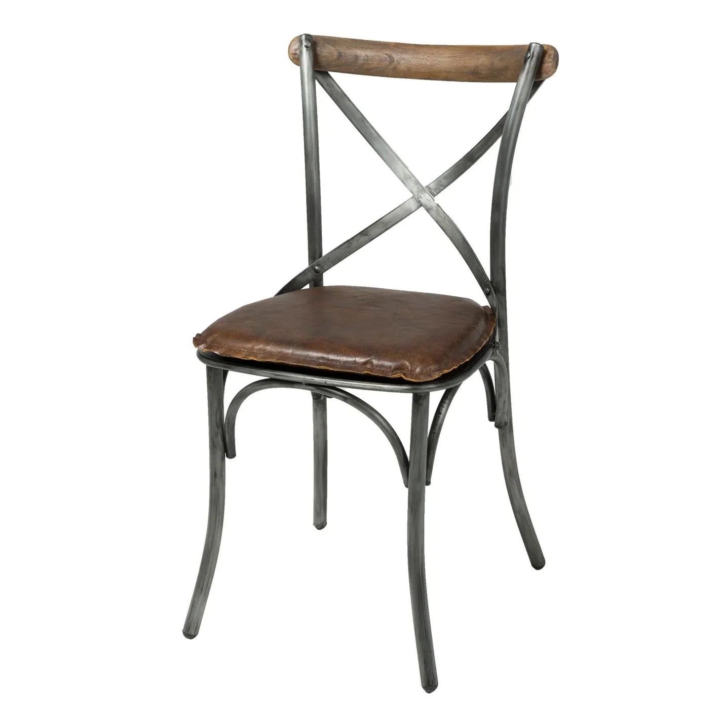 Metal Crossback Chair with Seat Cushion