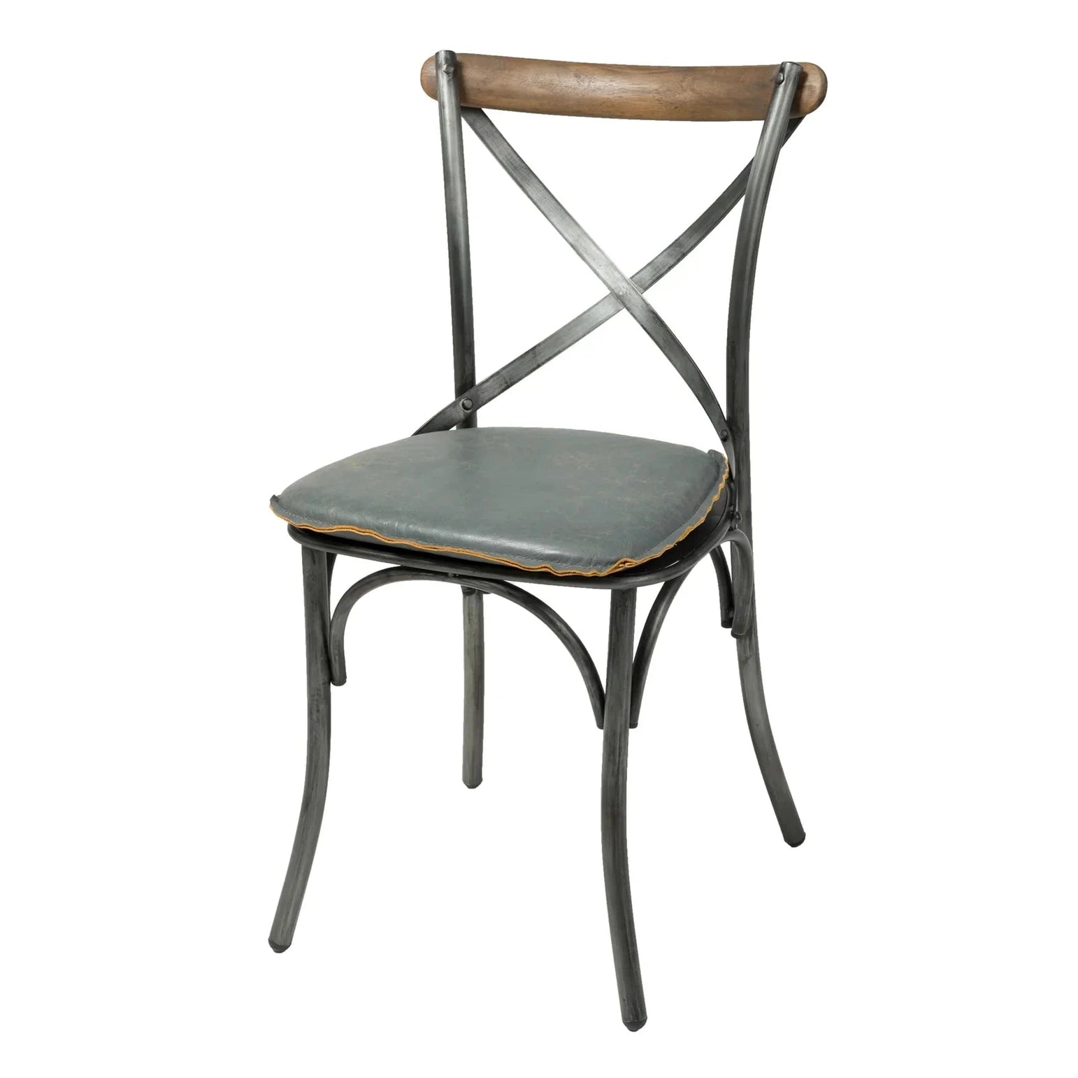 Metal Crossback Chair with Seat Cushion