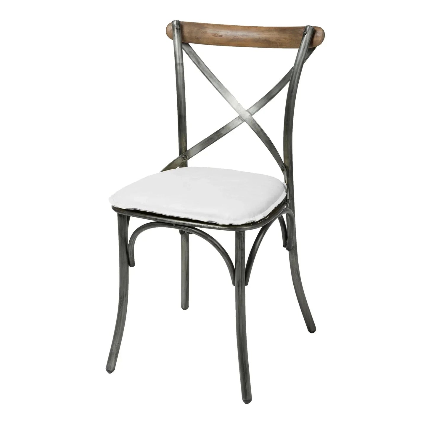 Metal Crossback Chair with Seat Cushion