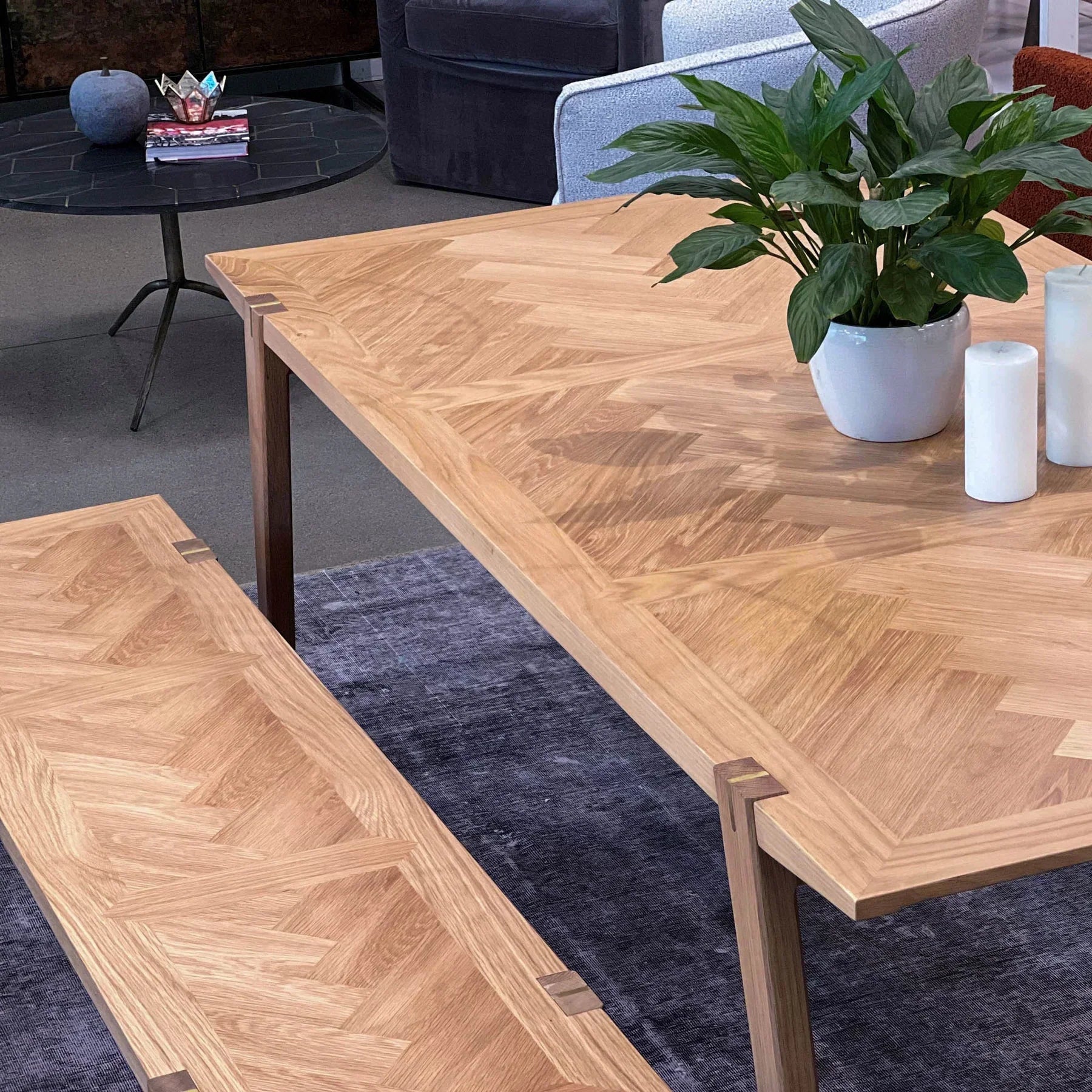 Colton Dining Bench w/ Brass