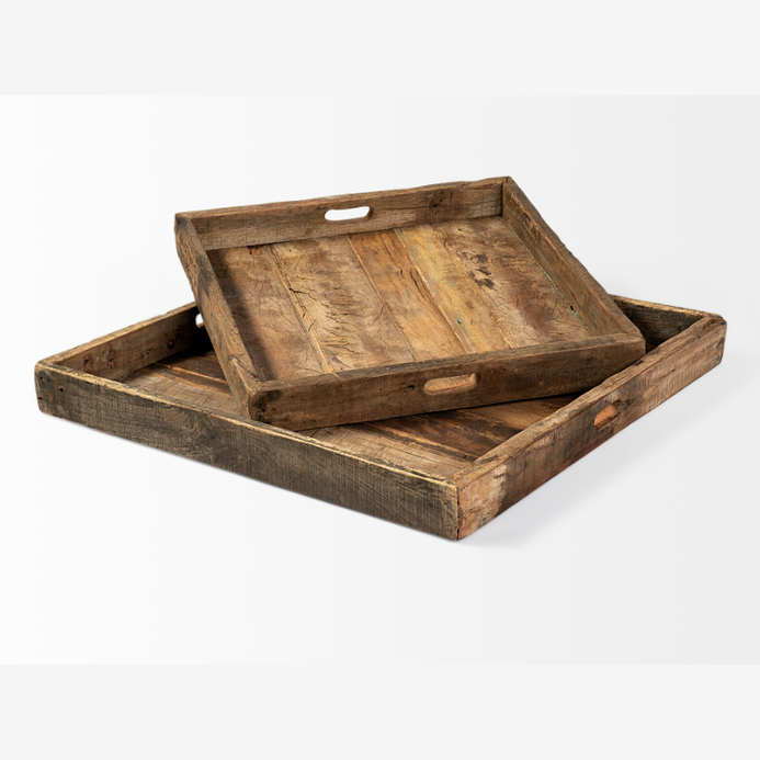 Carson (Small) 24L x 24W Brown Reclaimed Wood Tray