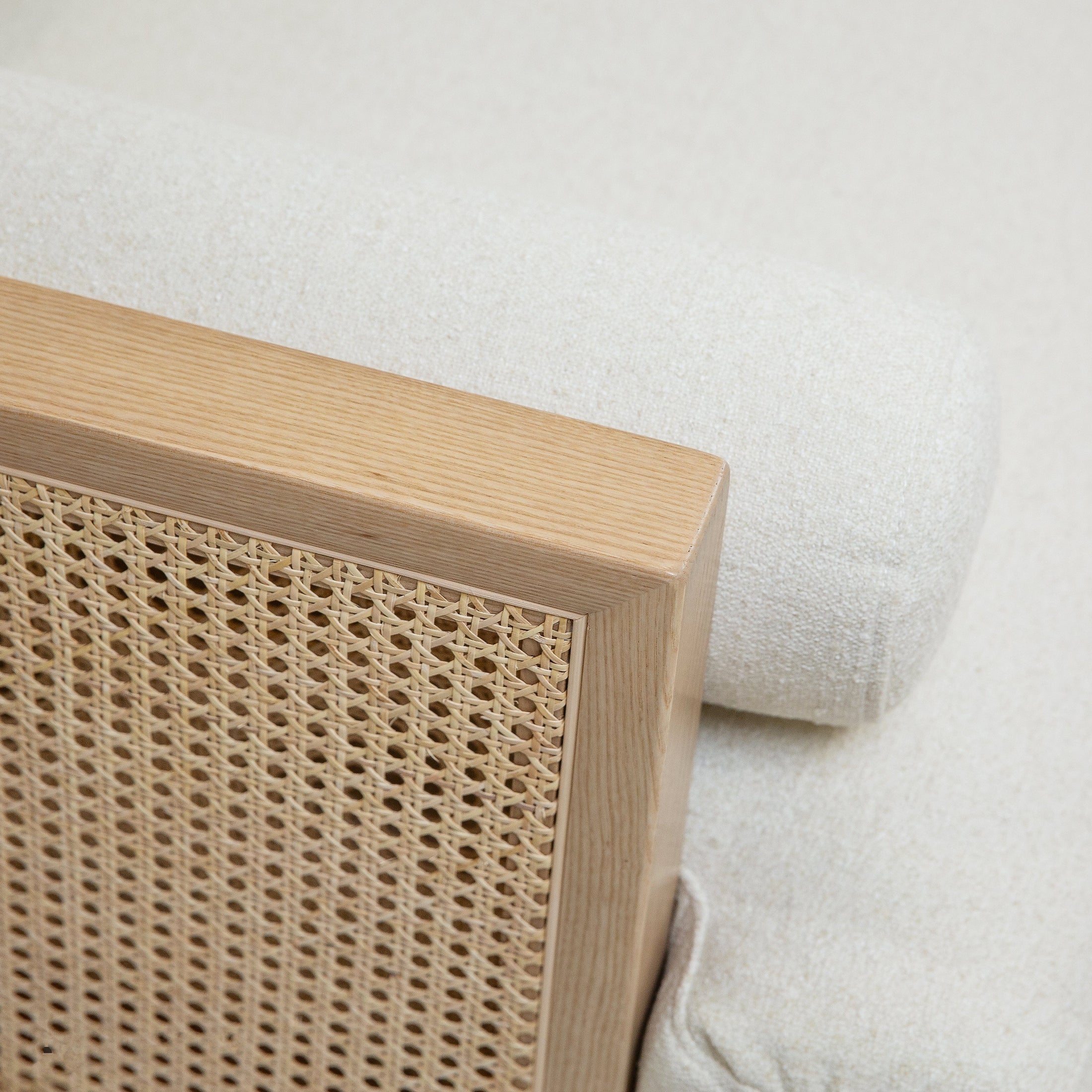 Unio Solid Oak Wood and Fabric Sectional - Mellow Ivory