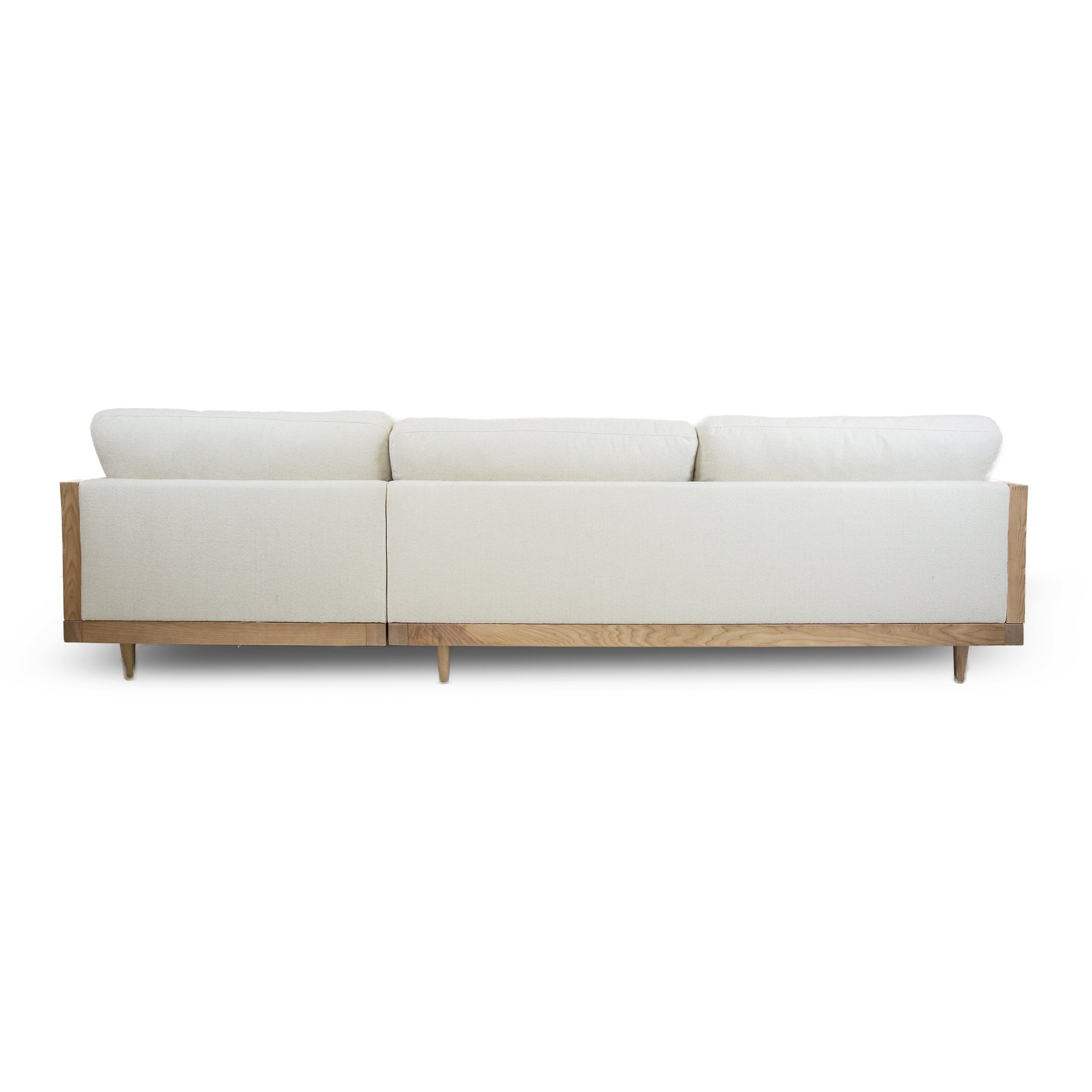 Unio Solid Oak Wood and Fabric Sectional - Mellow Ivory