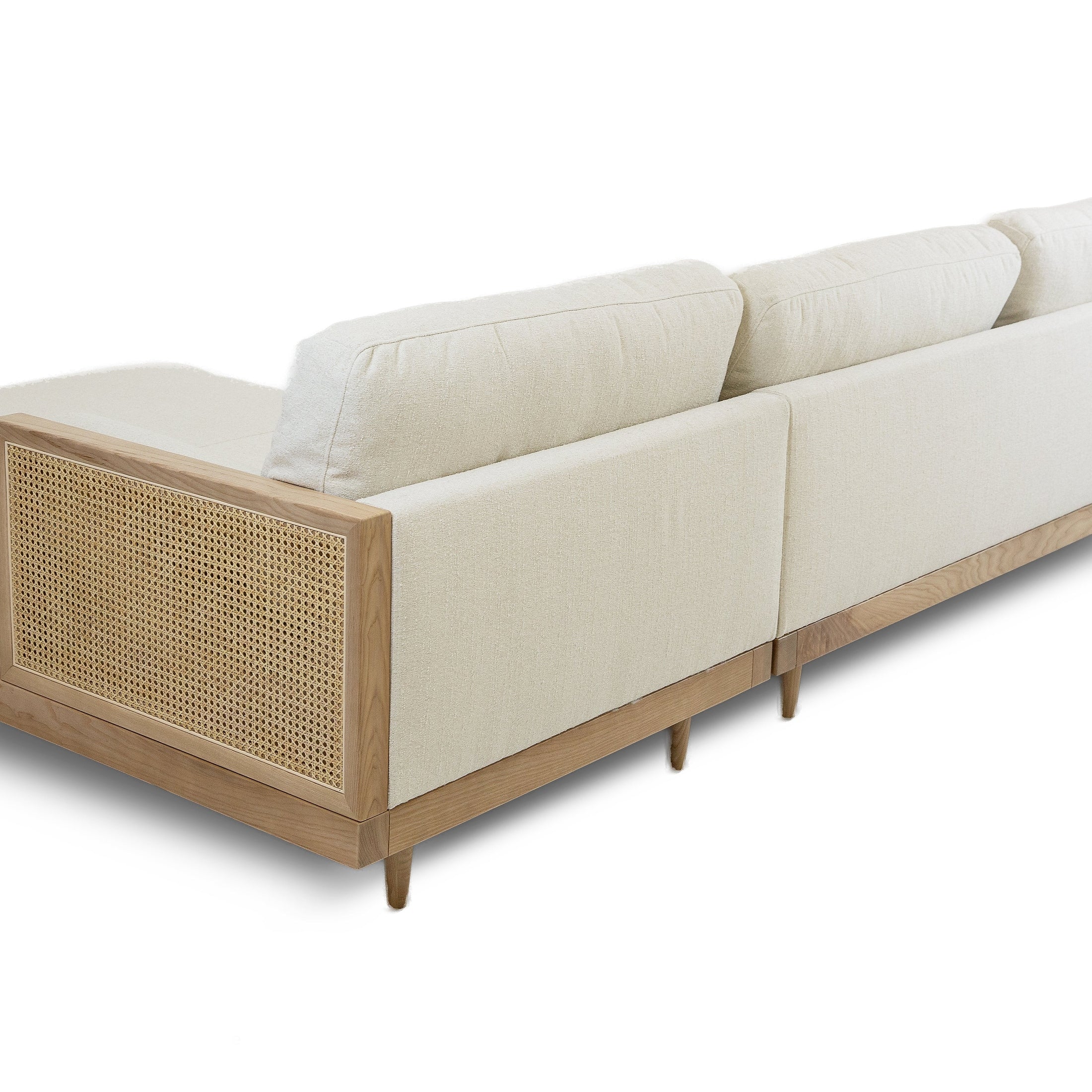 Unio Solid Oak Wood and Fabric Sectional - Mellow Ivory