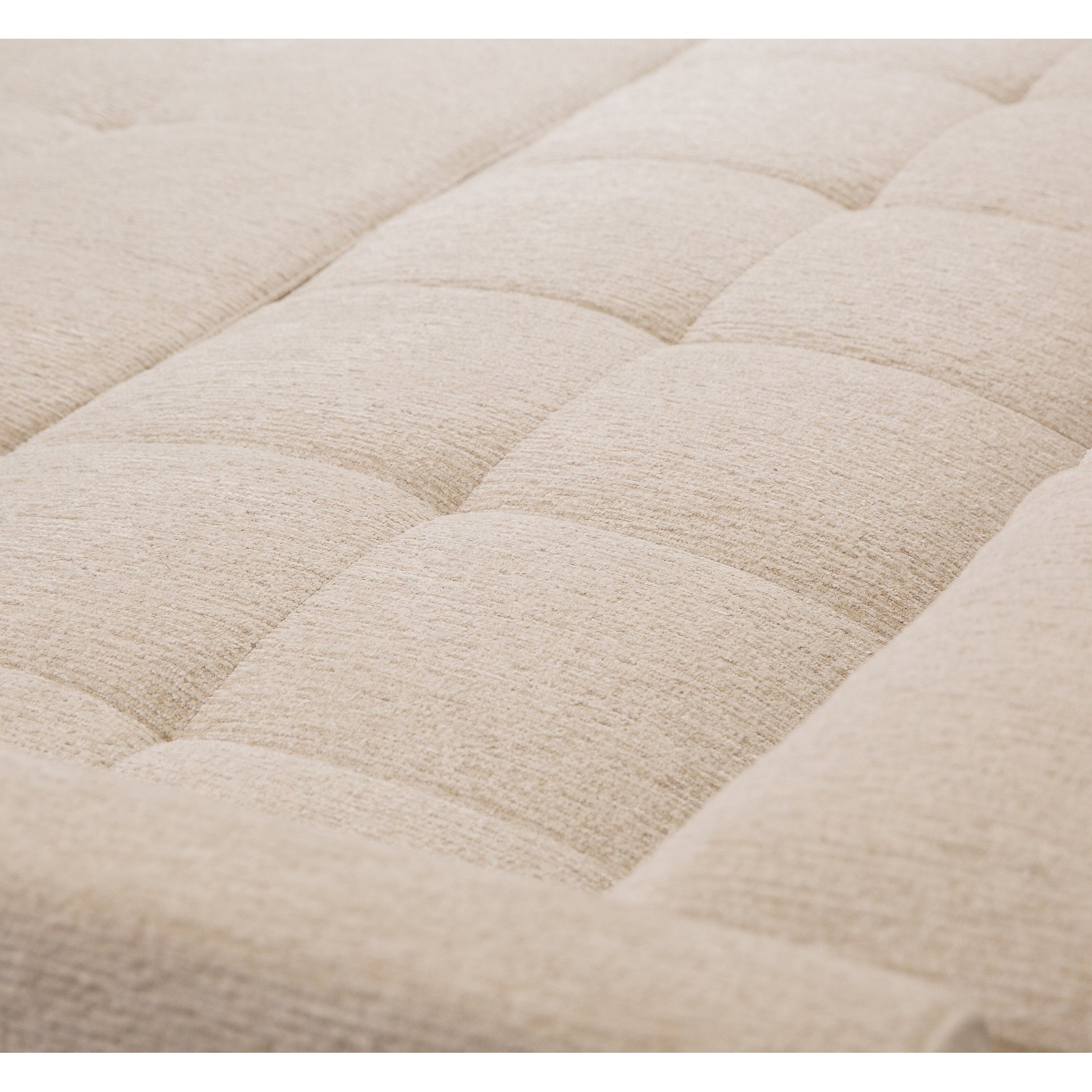 Front view of the Hedal Sofa Sectional Sleeper in cream textured fabric with matching throw pillows