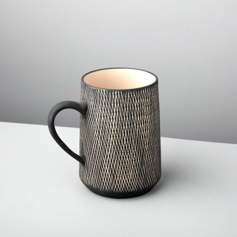 Crosshatch Stoneware Mug - Black