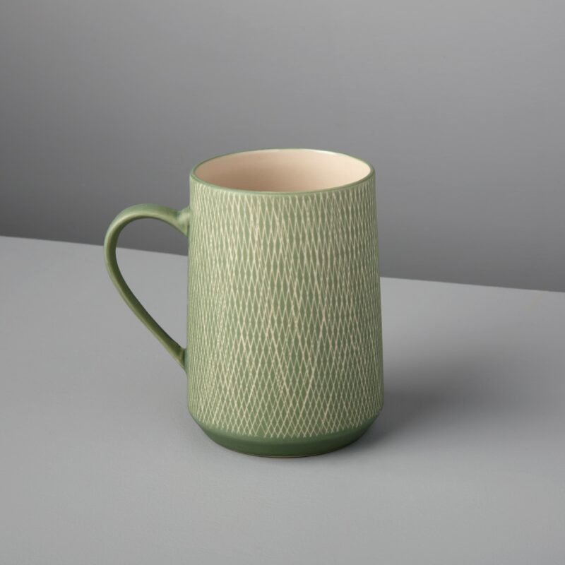 Crosshatch Stoneware Mug - Jade