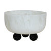 Marbled Resin Bowl w/ Ball Feet, White & Black