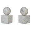 Marble Geometric Bookends, White, Set of 2