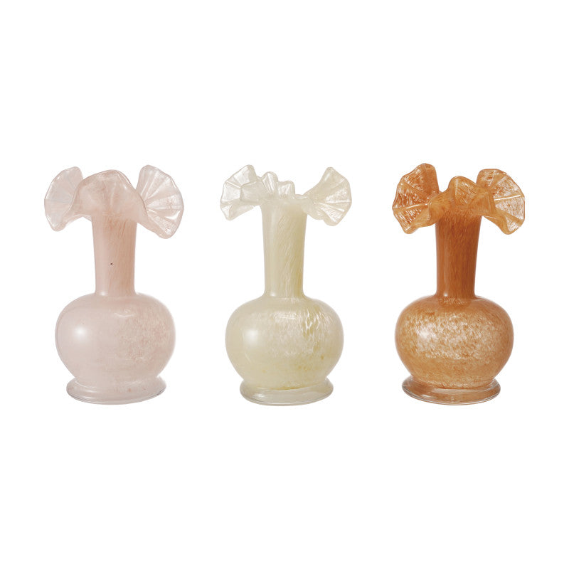 Art Glass Vase w/ Ruffle, 3 Colors-thumbmail-1