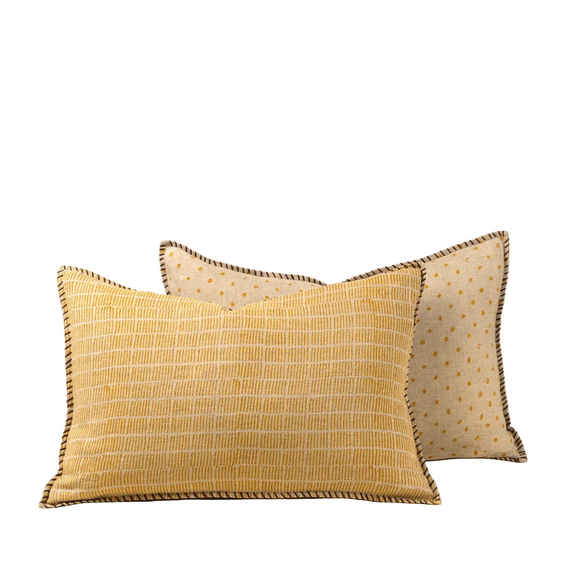 Dash & Dot Linen Pillow, Sunflower