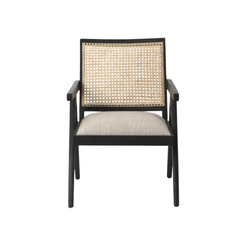 Donna Black Wood Cane-Back w/  Beige Upholstered Seat Accent Chair