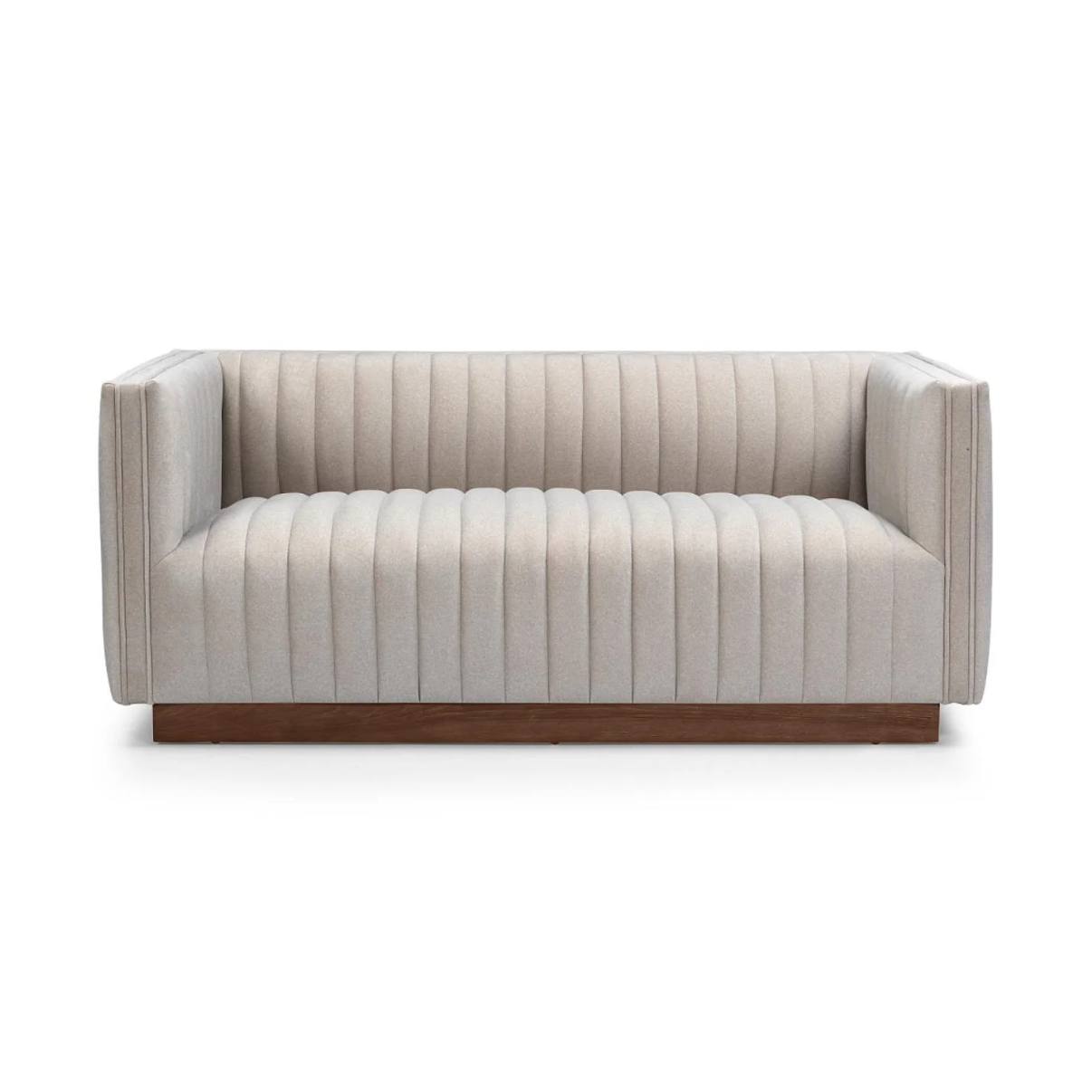Fest Premium Velvet Loveseat w/Wooden Base - Mocha Mist-thumbmail-1