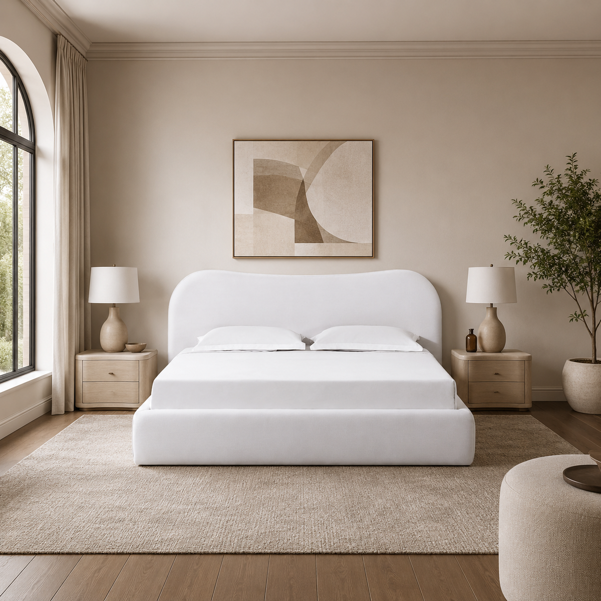Lova Upholstered Bed – Vanilla Linen-thumbmail-2