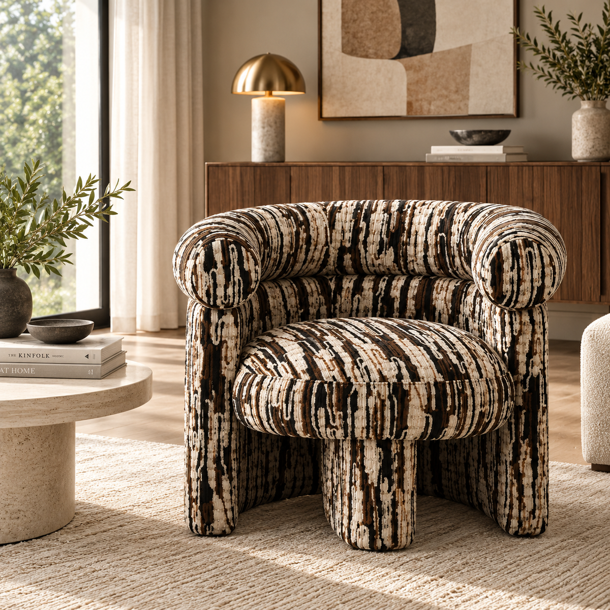 Evara Sculptural Upholstered Accent Chair-thumbmail-2
