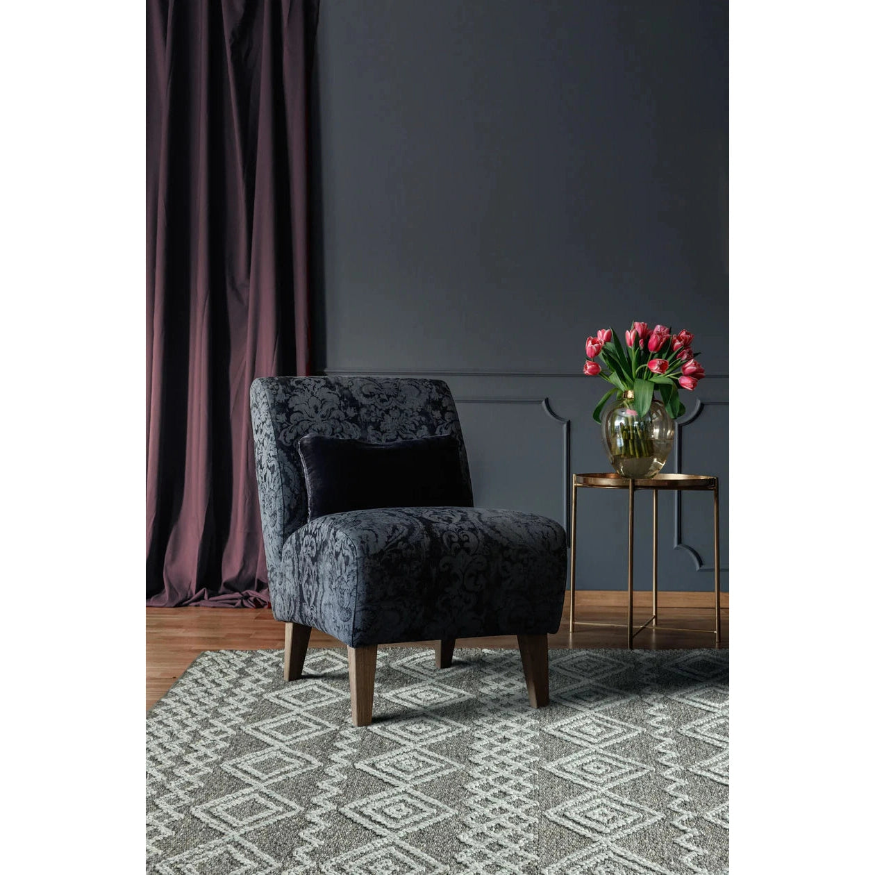 Fintona Hand Woven Rug Raven. Fog