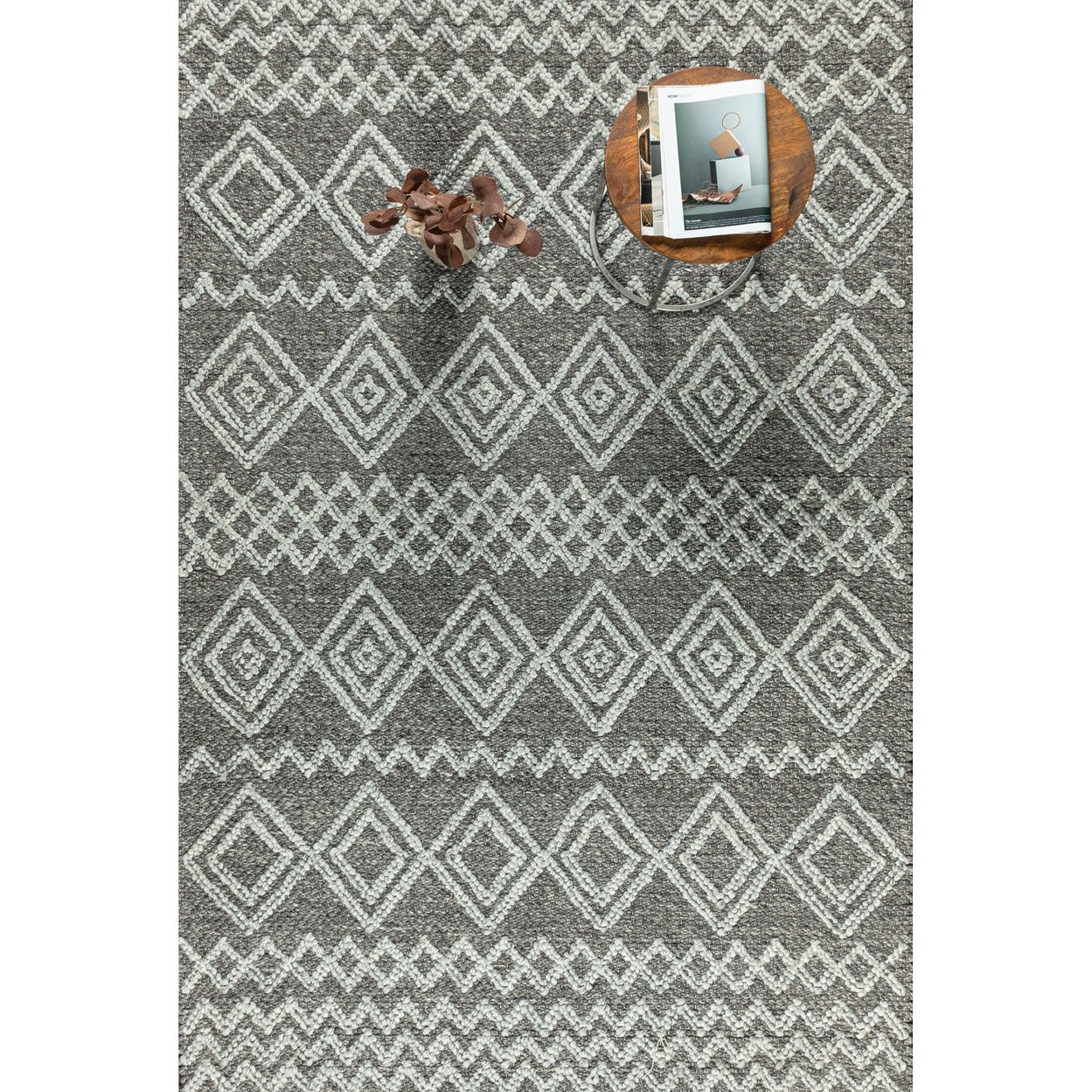 Fintona Hand Woven Rug Raven. Fog