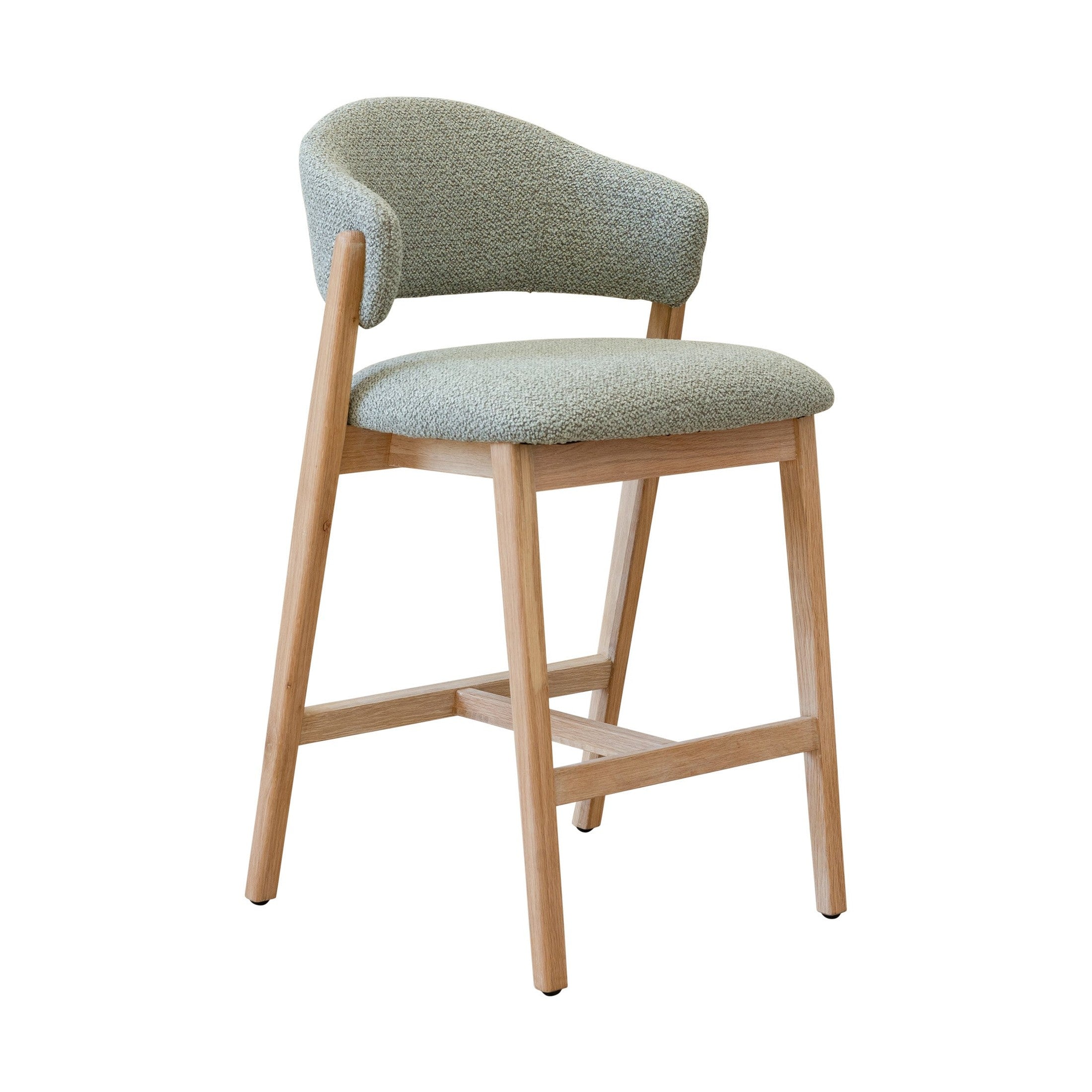 Fiol counter stool, natural wood, mint green fabric color