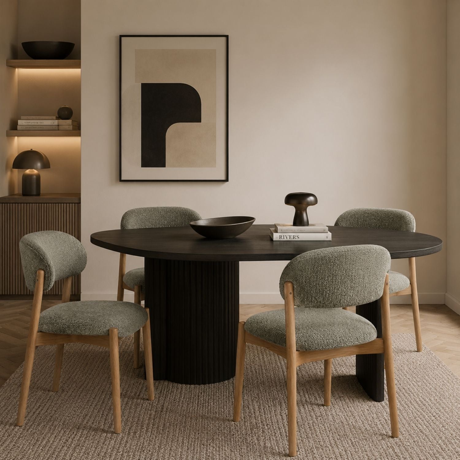 Fiol Dining Chair – Mint Green Upholstery & Natural Wood Frame