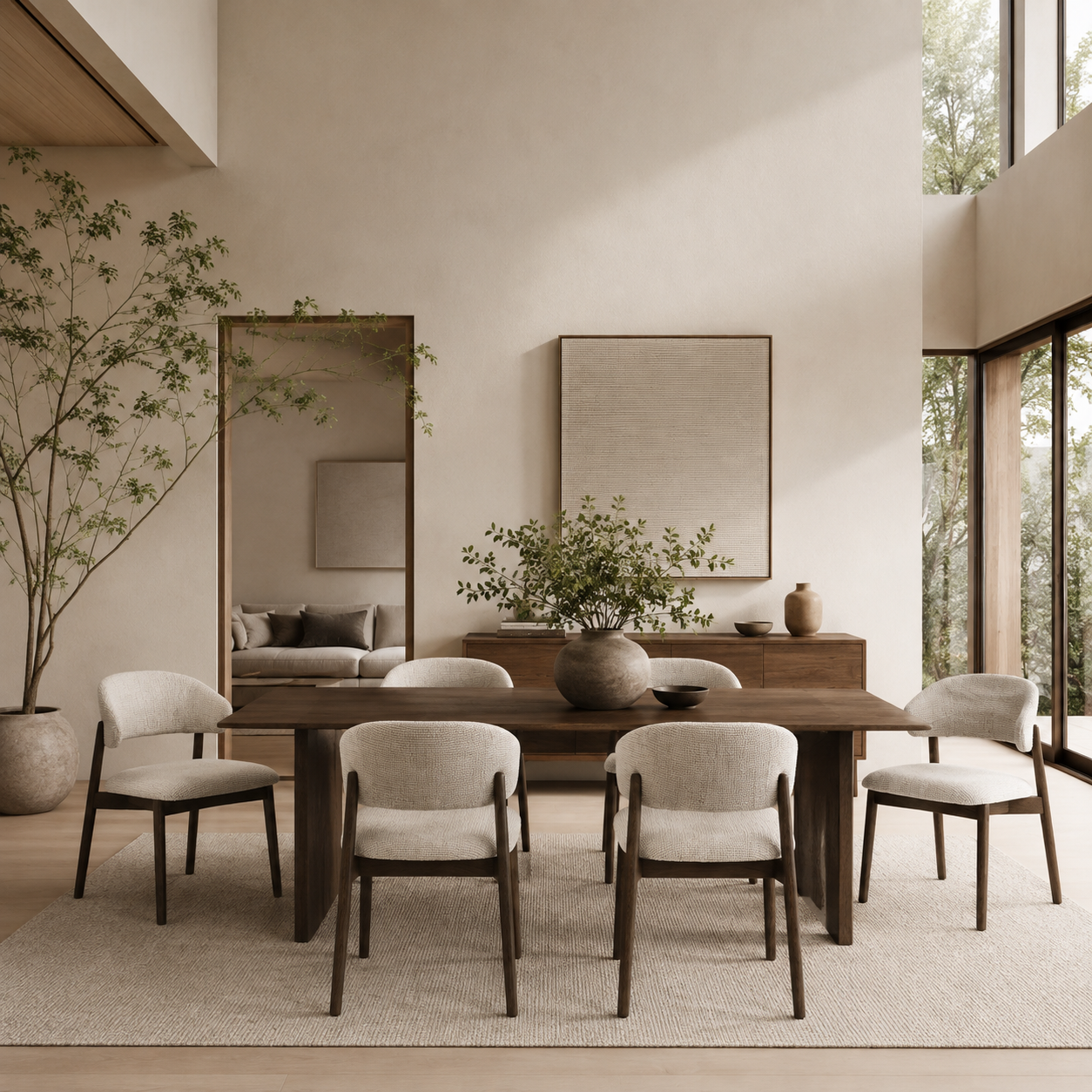 Fiol Dining Chair – Beige Upholstery & Dirty Oak Wood Frame