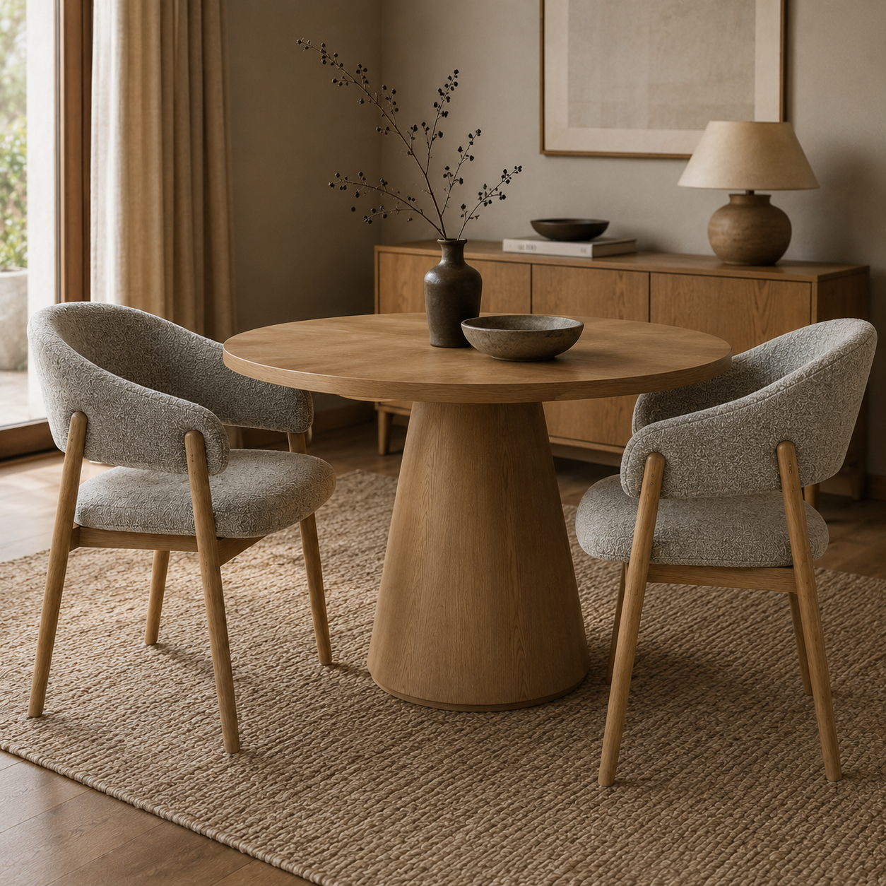 Fiol Dining Chair – Mint Green Upholstery & Natural Wood Frame
