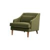 Front angled view of the Missy chair variant in a sophisticated olive green velvet finish