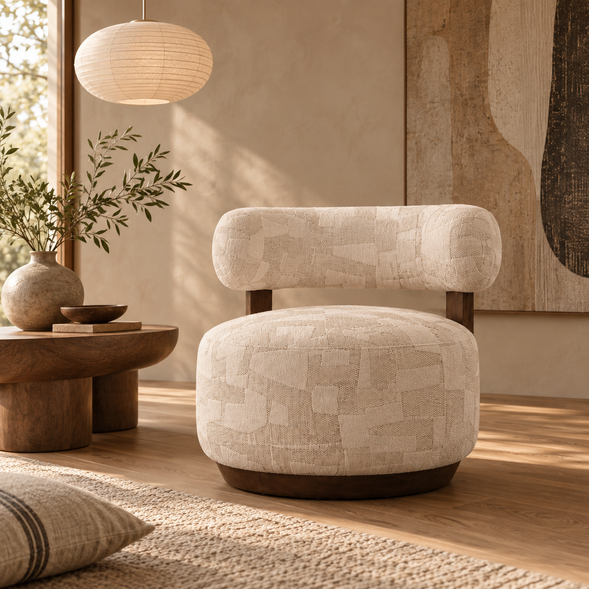 Fynn Accent Chair – Soft Textured Fabric & Pine Frame