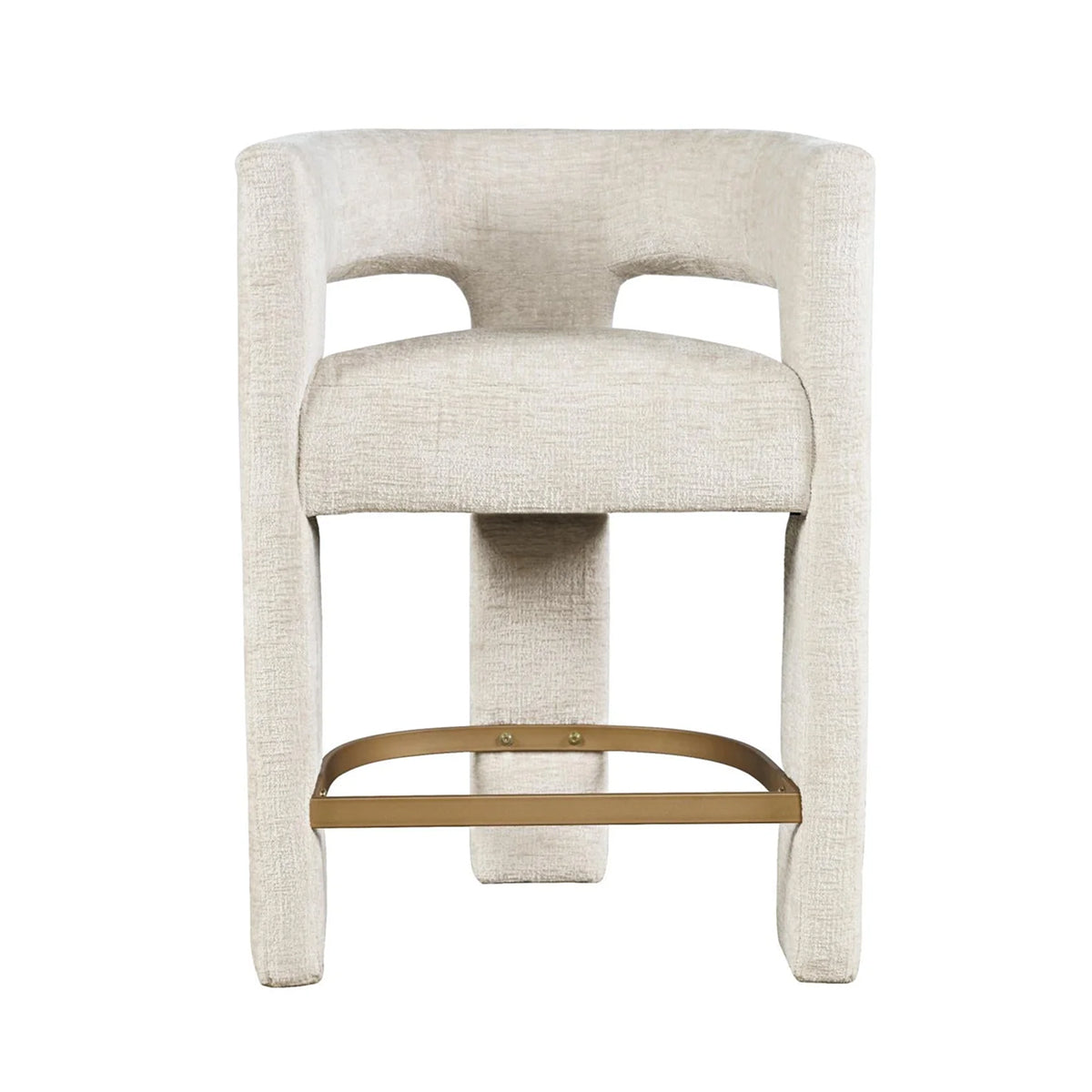 A modern barstool with a textured dark green velvet upholstery and a curved light wood footrest, shown against a plain white background.