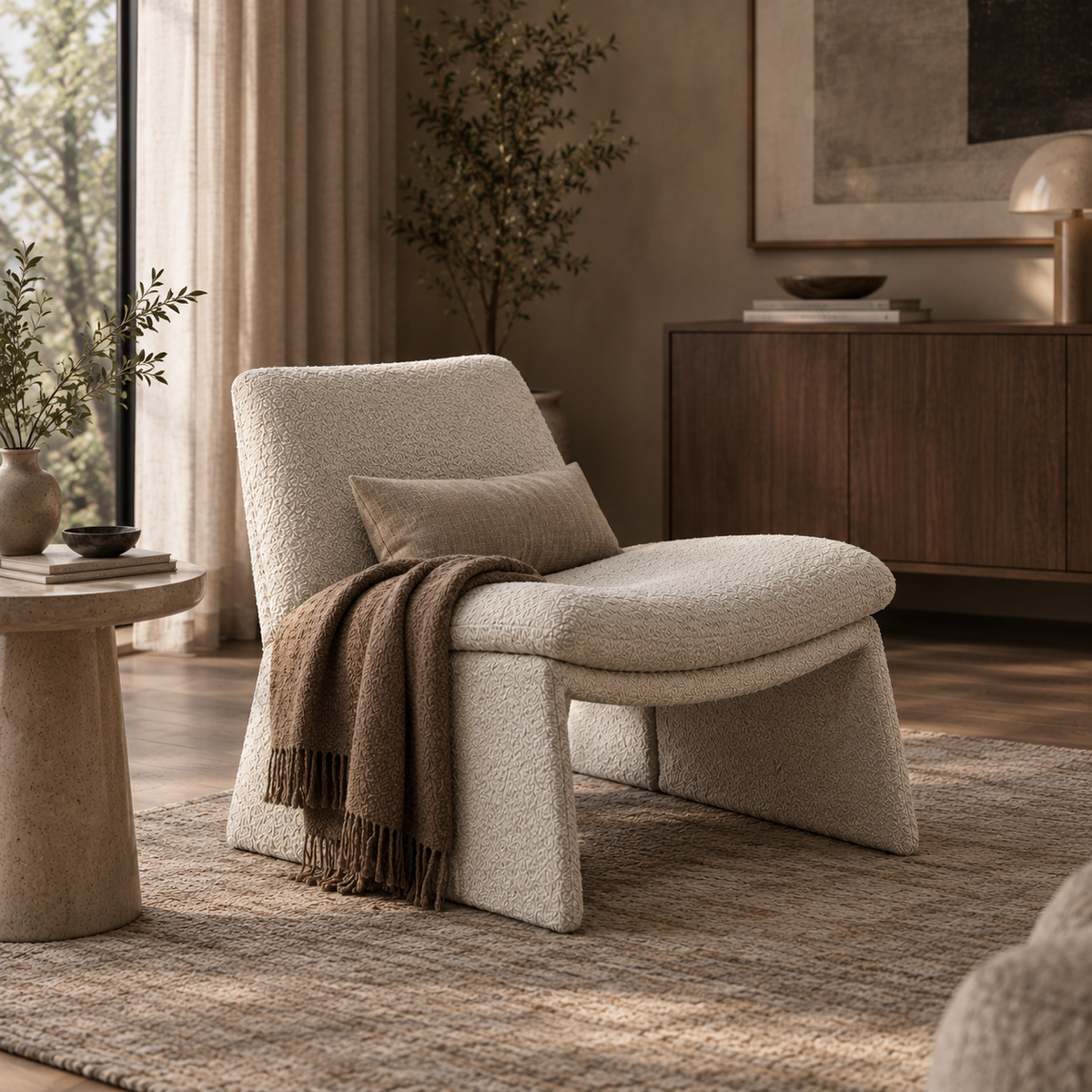 Holly accent chair with boucle fabric by Hygge Design House