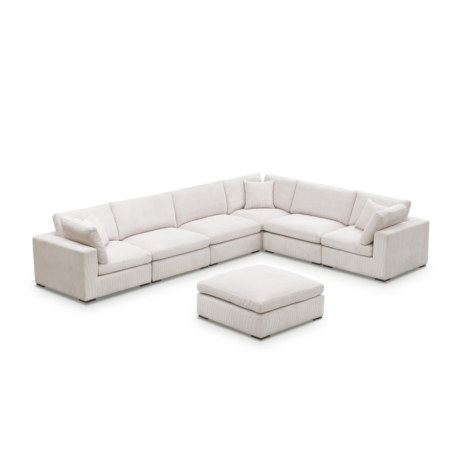 Audo 5 pcs Sectional with Ottoman - Ivory