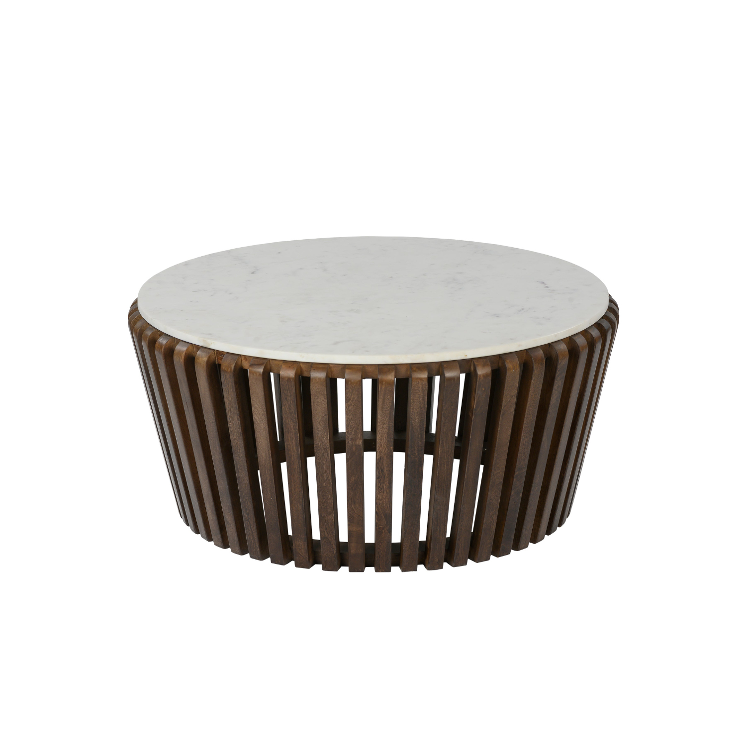 Alder Round Marble Coffee Table Brown