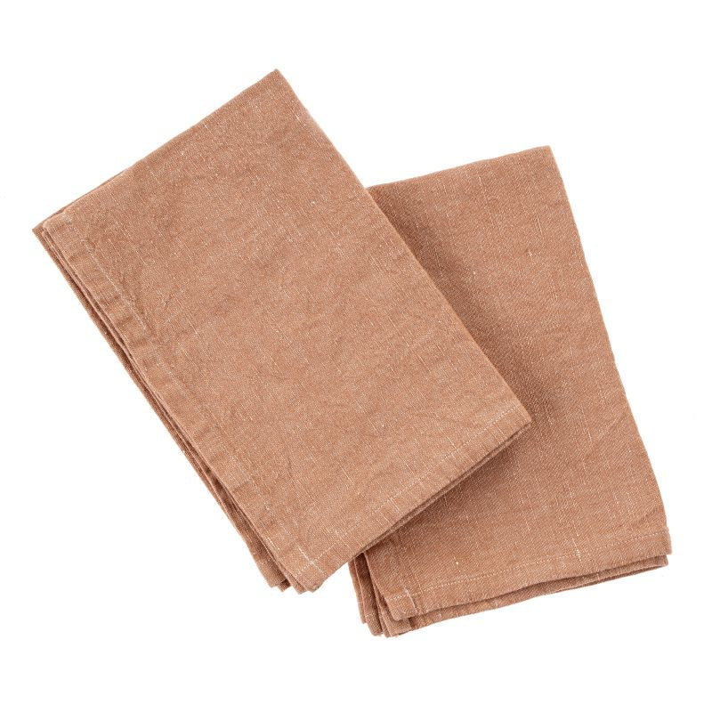 Stonewashed Linen Tea Towels S/2 - Terracotta