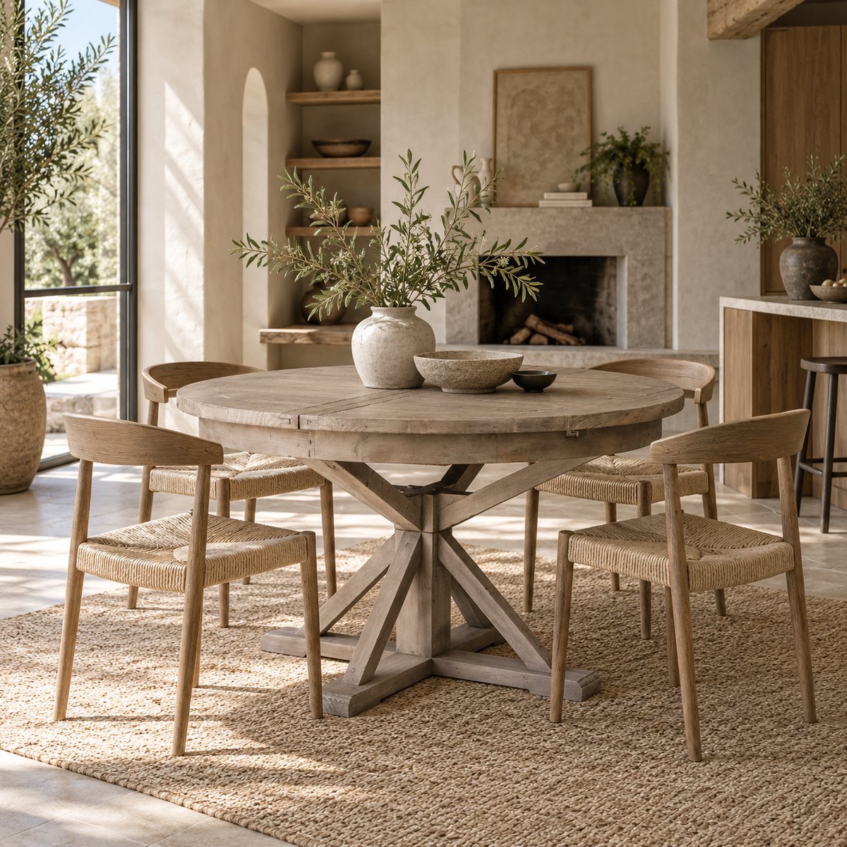 Irish Coast Round 47/63" Extension Dining Table - Rustic Sundried
