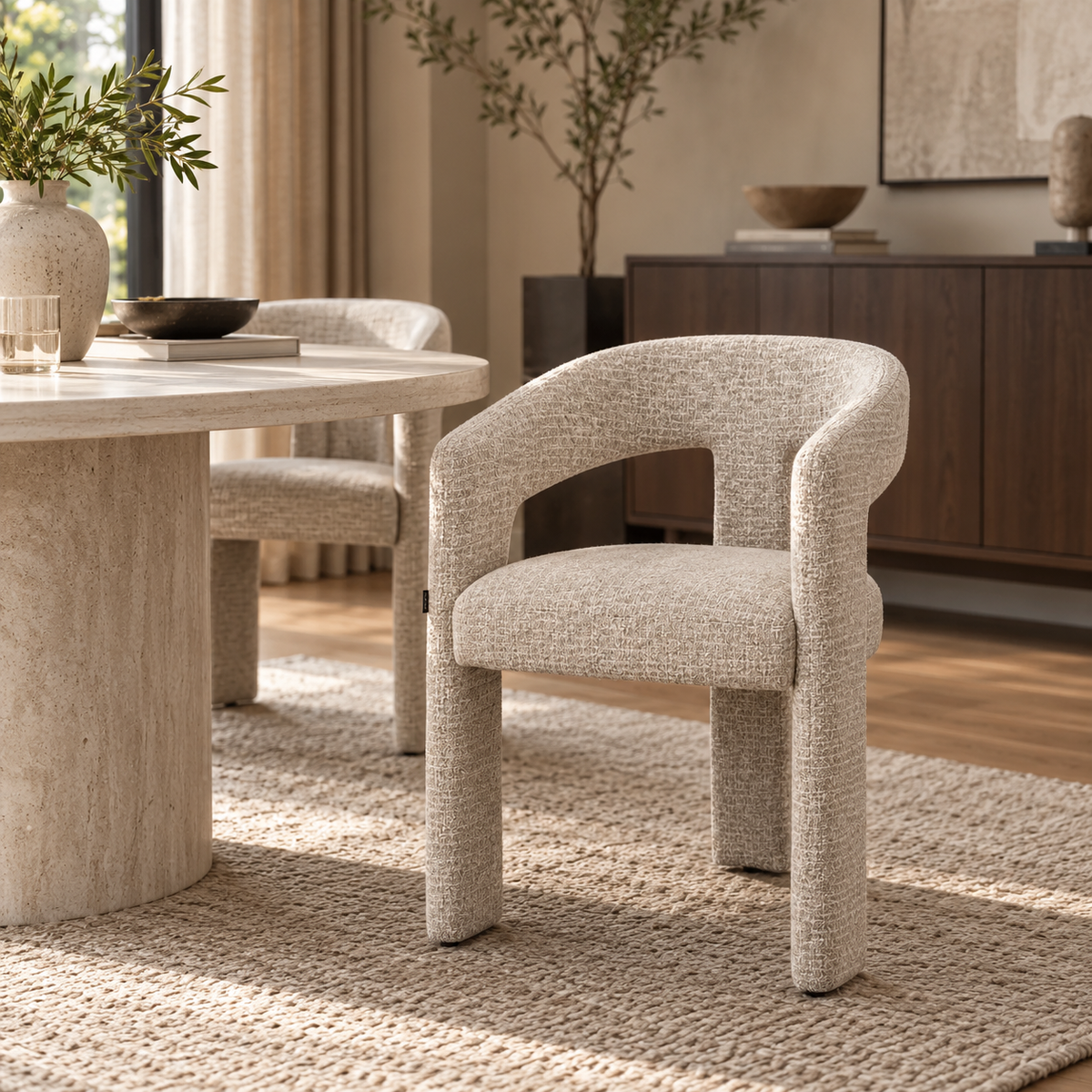 Janna Upholstered Dining Chair – Oatmeal Tweed-thumbmail-2