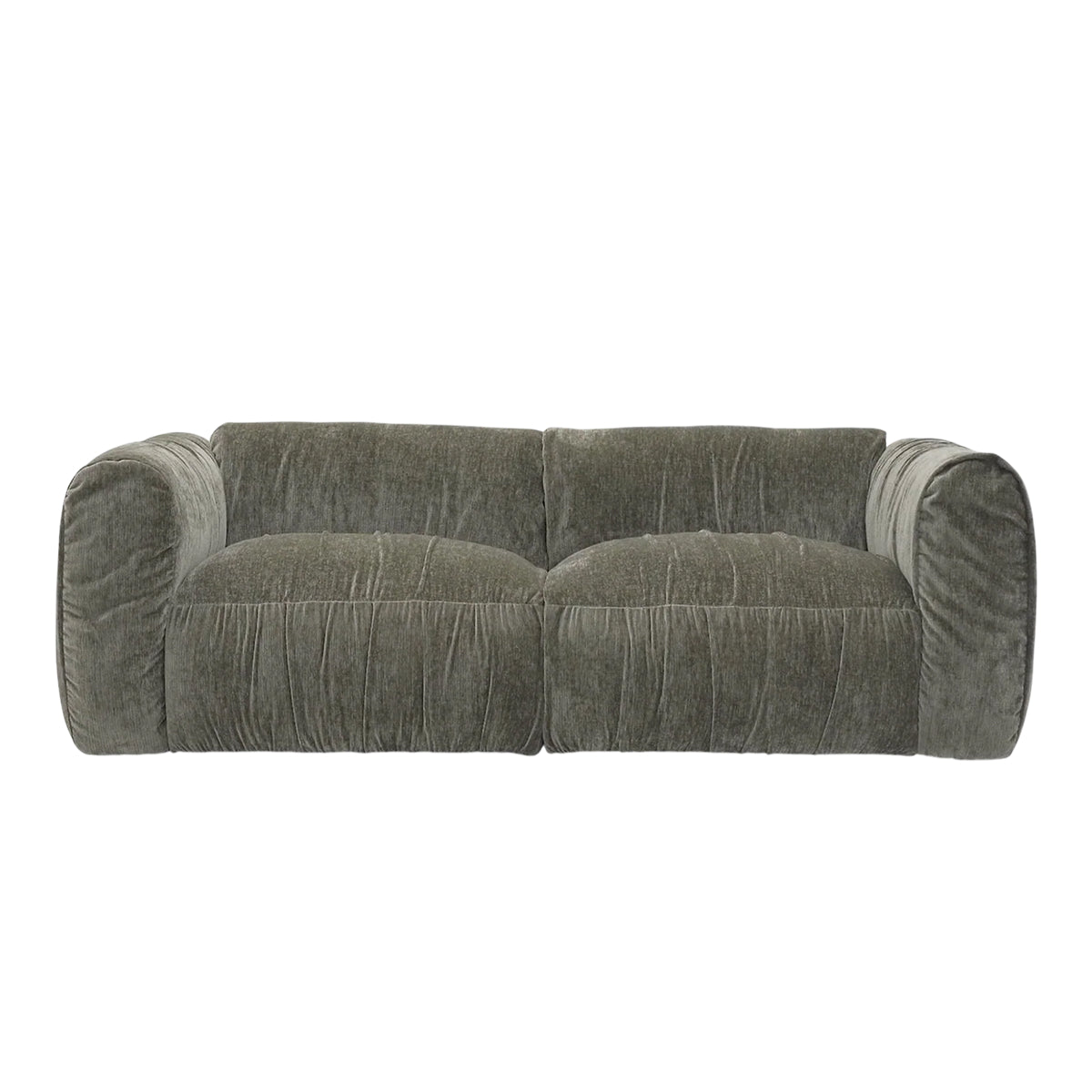 Front view of the Larvik modular 2-seater sofa in moss green corduroy