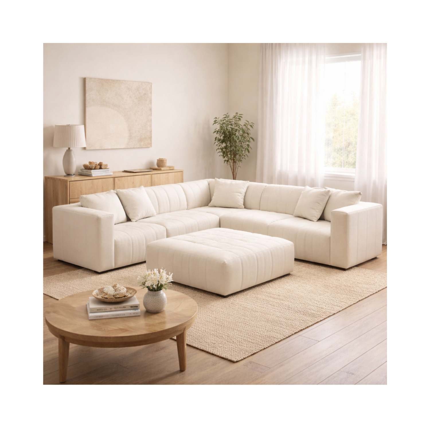 Svala Premium Fabric 6 PCs Modular Sectional - Monique Beige