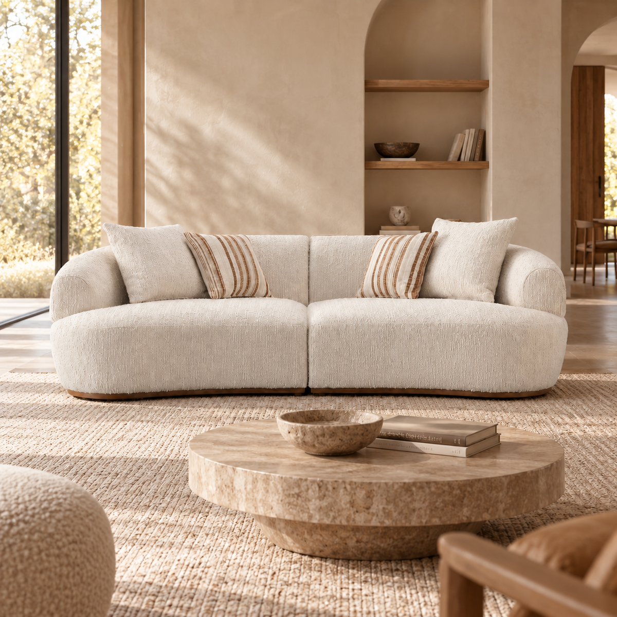 Isla Modern Premium Fabric Upholstered Sofa with Ash Wood Base - Oatmeal-thumbmail-2