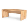 Perspective shot highlighting the seamless mitered corner joinery and substantial block-style legs of the Lux table