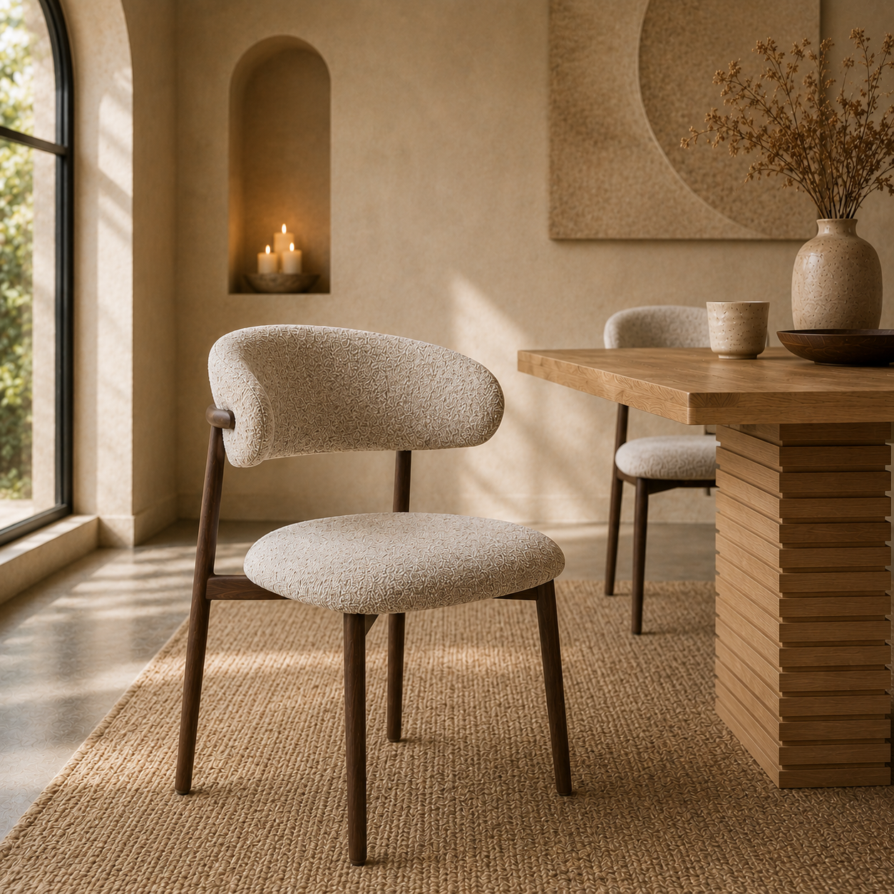 Malin Upholstered Dining Chair with Walnut Metal Legs-thumbmail-2