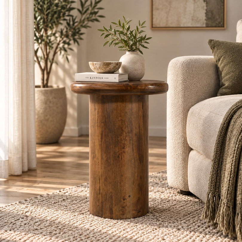 Mork Solid Mango Wood Chairside Table-thumbmail-3