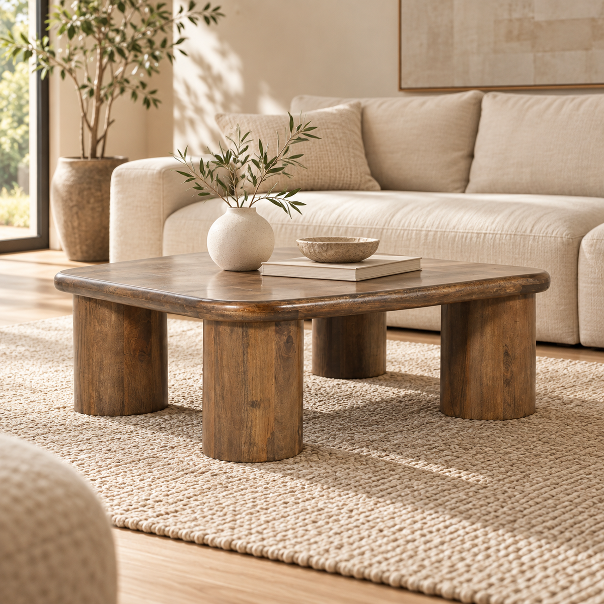Mork Solid Mango Wood Coffee Table-thumbmail-3